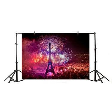 Imagem de Yeele Cenário de fotografia de cena noturna de Paris de 2,7 x 1,8 m Vinil Romântico Torre Eiffel Blooming of Fireworks Photo Background Amantes adultos Festa em casa de bebê Retrato Decorar Foto Cabine de fotos Tiro Studio Adereços