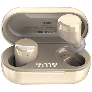 Imagem de TOZO T12 Wireless Earbuds Bluetooth Headphones Premium Fidelity Sound Quality Wireless Charging Case Digital LED Intelligence Display IPX8 Waterproof Earphones Built-in Mic Headset for Sport Champagne