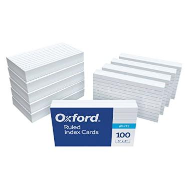 Imagem de Oxford Cartões de índice pautados, 7,6 cm x 12,7 cm, branco, 1.000 cartões, 10 pacotes de 100 (98833)