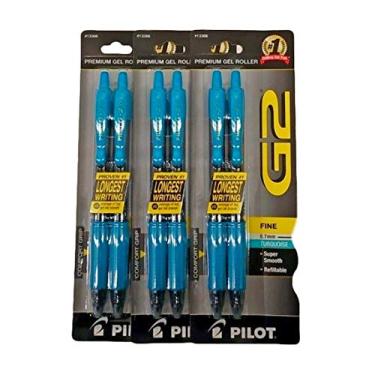 Imagem de Pilot Canetas turquesa G2 com tinta turquesa, esfera retrátil de tinta gel, 0,7 mm, ponta fina, 3 pares, total de 6