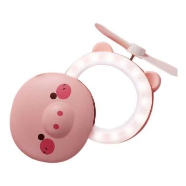 Imagem de Mini Fan Ventilador Para Maquiagem Porquinho Espelho E Led