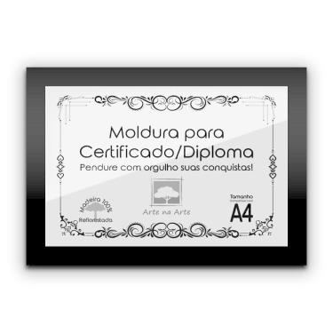 Imagem de 1 Certificado Diploma A4 Com Tela De Acetato E Mdf Titulos Moldura Preta