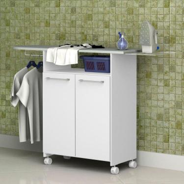 Imagem de Tábua de Passar 2 Portas e Cabideiro Master Plus Zanzini Branco Laca