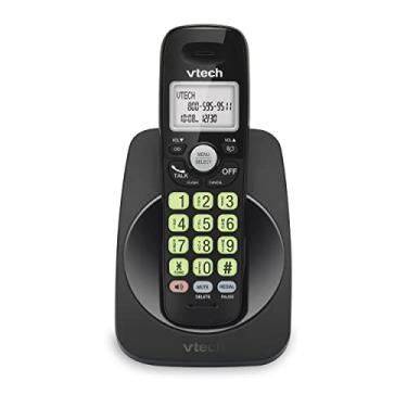 Imagem de VTECH Telefone sem fio VG101-11 DECT 6.0 para casa, visor retroiluminado azul-branco, botões grandes retroiluminados, alto-falante full duplex, ID de chamada/chamada de espera, fácil montagem na parede, alcance confiável de 304 m (preto)