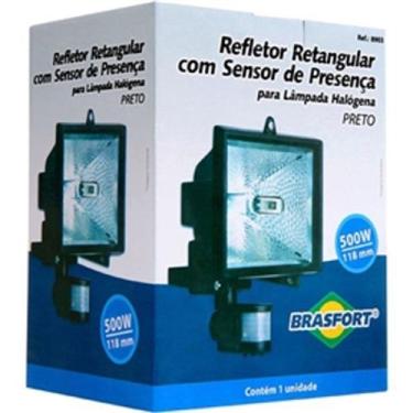 Imagem de Refletor Brasfort Para Lâmpada Halógena 150W Preto Com Sensor Presença
