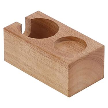 Imagem de Suporte de adulteração de estação de calcador, rack de café para adulteração, suporte de tapete de calcadeira de café, 2 compartimentos (cor de madeira)