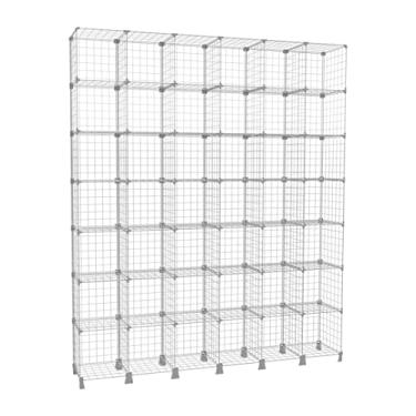 Imagem de Roupeiro para Loja Estoque Estante Aramada 42 Nichos Cubos Livros Objetos Branco