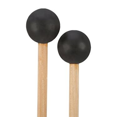 Imagem de Shappy Bell Mallets Palitos Glockenspiel, martelo de borracha para percussão de xilofone com cabo de madeira, 38 cm de comprimento (preto)
