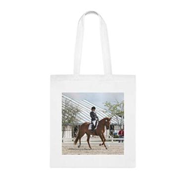 Imagem de Sacola para esportes equitativos, presente para esportes equitativos, bolsa de ombro, bolsas reutilizáveis para esportes equestres, ideia de presente para cesta de Natal de aniversário, Branco