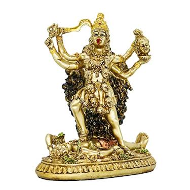 Imagem de BangBangDa Escultura de estátua da deusa hindu Kali - Ídolo antigo decorativo de deus indiano - Estatueta da deusa do tempo e da morte da Índia Murti Pooja Puja Buda Templo Mandir Decor