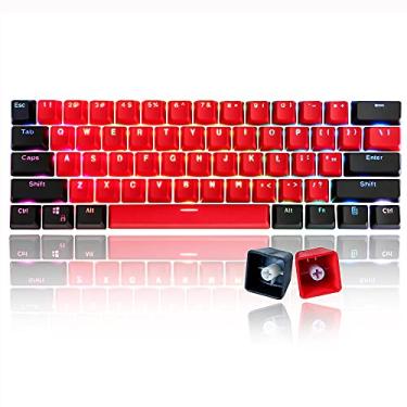 Imagem de GTSP 61 teclas vermelhas 60% conjunto de teclas PBT OEM Ducky Keycap com puxador de chave apto para Cherry MX Switches, teclado mecânico para jogos (Milan A