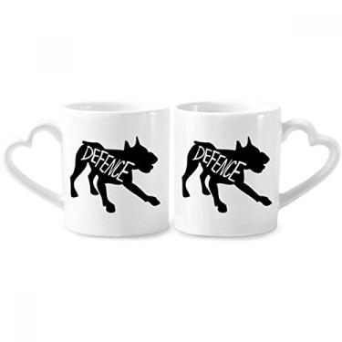 Imagem de Conjunto de canecas de porcelana natural com contorno de animal e burro preto para casais, com coração