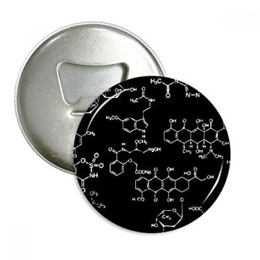 Imagem de Ilustração de estrutura molecular química preta, abridor de garrafas, ímã de geladeira, emblema multifuncional