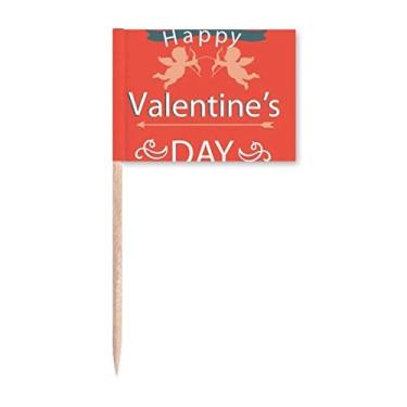 Imagem de Happy Valentine's Day Angels Love Toothpick Flags Marker Topper Decoração de Festa