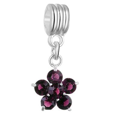 Imagem de Pingente de strass de cristal com flores da RUBYCA com várias cores para fabricação de joias, Roxa, 5 Pcs, 5