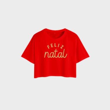 Imagem de Camiseta Cropped Vermelho Natal Familia Feminino - Maravs Confecções