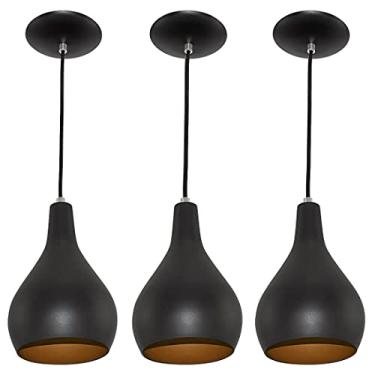 Imagem de Kit 3 Pendente Nepal Premium Gourmet Aluminio Preto/Cobre