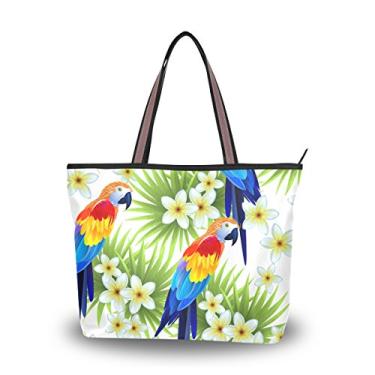 Imagem de ColourLife Bolsa feminina com alça superior, lindas flores, pássaros, bolsa de ombro, Multicolorido., Medium