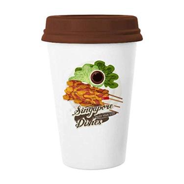 Imagem de Caneca de prato tradicional Singapura Satay de vidro de cerâmica para copo de café