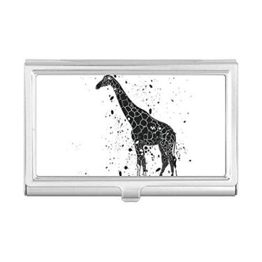 Imagem de Porta-cartões de visita simples em preto e branco com girafa mexicana