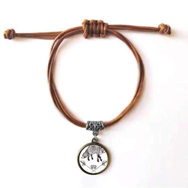 Imagem de DIYthinker Pulseira de couro com coroa de espada de raposa, estilo barroco, pulseira de couro marrom joia presente