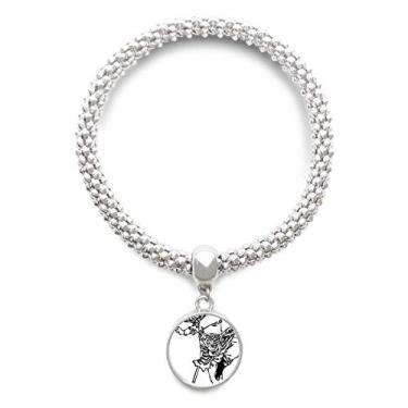 Imagem de DIYthinker Pulseira de prata chinesa com estampa de peregrinação chinesa com pingente de corrente ajustável