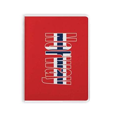 Imagem de Diário de capa macia com nome da bandeira da Noruega Art Deco, presente moderno