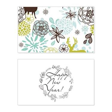 Imagem de Decoração de veado Flor Natal Animal Ano Novo Festival Cartão de felicitações Mensagem Abençoada Presente