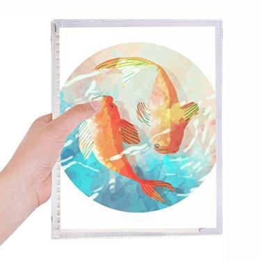 Imagem de Caderno vermelho Koi Fishes aquarela, estilo japonês, folhas soltas, diário recarregável, papelaria