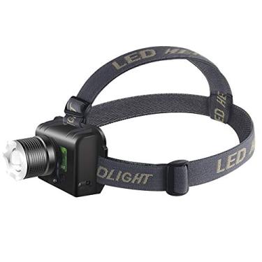 Imagem de N/H Lanterna de cabeça de LED com brilho e zoom de LED montado na cabeça com luz azul/amarela, luz super brilhante à prova d'água para uso ao ar livre indução à noite pesca faróis para uso externo