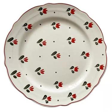 Imagem de Prato de cerâmica para cozinha doméstica com estampa de flores