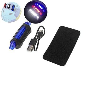 Imagem de Luz de sinalização de carregamento USB Luz de leitura LED, Sinal de segurança piscante Luz de marcação táctica de capacete de segurança para caça Caminhada Ciclismo Esportes ao ar livre (blue 1pcs)