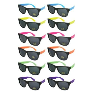 Imagem de EDGEIWEAR Óculos de sol de festa neon dos anos 80 para brindes de festa de adultos com certificado CPSIA de chumbo (Pb) sem conteúdo, 12 pares variados, 12 Pairs