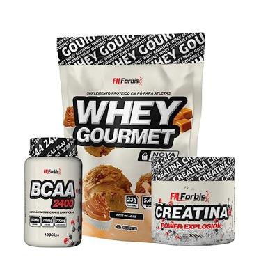 Imagem de Kit Whey Protein Refil + Creatina 300g + BCAA 100 cáps Gourmet - FN Forbis Nutrition (Doce de Leite)