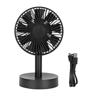 Imagem de Cyrank Ventilador de mesa USB, ventilador de mesa pequeno 3 velocidades forte fluxo de ar ventilador portátil 90 graus cabeça balançando 4 modos de tempo ventilador pessoal, preto
