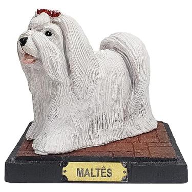 Imagem de Cachorro Estátua Enfeite Resina Estatueta de Cão Raça Maltês