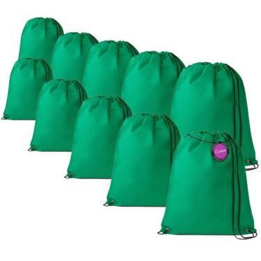 Imagem de Kit 10x Mochilas tipo Saco Gym Sack em TNT Premium 33x40cm Marino TopGet