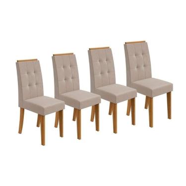 Imagem de Kit 2 Cadeiras Celebrare 4 Un Rovere Amêndoa Veludo Naturale Creme