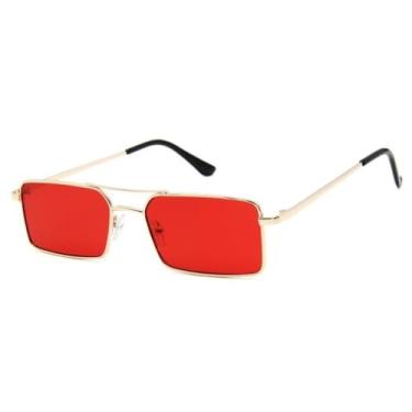 Imagem de Óculos de sol quadrados de metal feminino retrô pequeno quadro óculos de sol para mulheres/homens óculos punk de metal vintage, 6, tamanho único