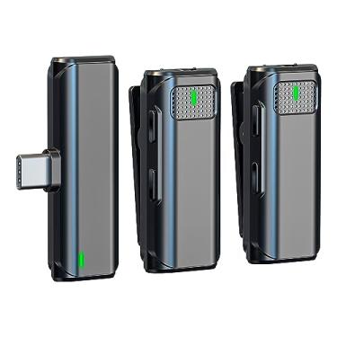 Imagem de Microfone Sem Fio V8-C-2 Dispositivos Usb-C Transmissão 2.4Ghz Design Compacto Ideal para Entrevistas Apresentações ao Vivo Vlog MPOWER