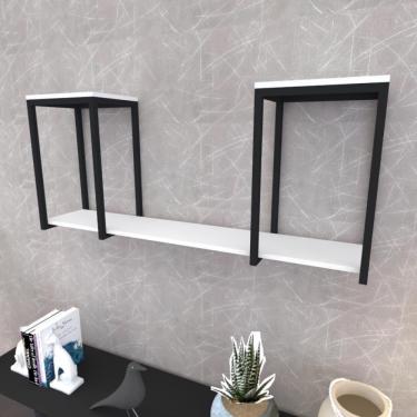 Imagem de Prateleira Industrial Suspensa Estante Parede Nicho Branco Cozinha Escritorio Sala Quarto Infantil