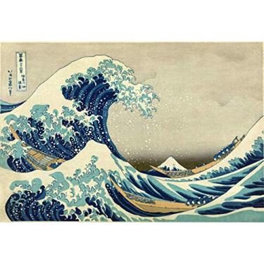 Imagem de A Grande Onda de Kanagawa de Katsushika Hokusai - 75x110 - Tela Canvas Para Quadro