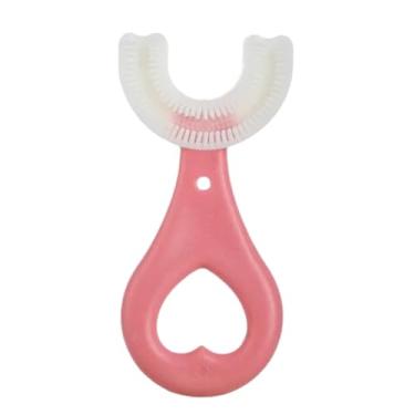 Imagem de Escova 360 Infantil Rosa, Escova De Dentes Infantil Em Forma De U, 360 Graus Com Alça Confortável Escova De Dentes De Treinamento Manual INNOVI CRAFT