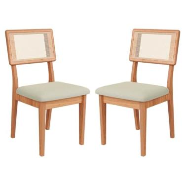 Imagem de Dalla Costa, Kit 2 Cadeiras Estofadas com Encosto de Tela 100% MDF Freijó em 100% MDF Cesare Escuro Dalla Costa