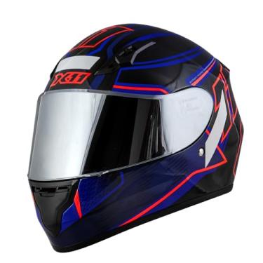 Imagem de Capacete Moto X11 Trust Pro 11 Com Viseira Extra Espelhada Feminino Masculino Unissex Azul/Vermelho 56