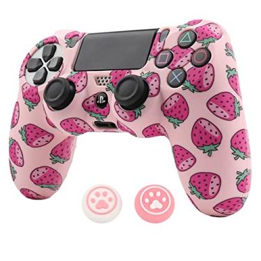 Imagem de RALAN Pink Controller Skins for PS4,Fruit Silicone Controller Cover Skin Protector Compatible /PS4 Slim/PS4 Pro Controller with 2 Cute Thumb Grips Caps…
