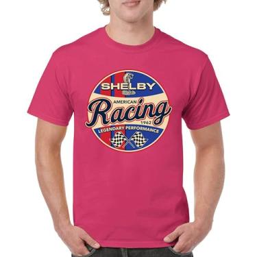 Imagem de Camiseta masculina Shelby Racing 1962 American Muscle Car Mustang Cobra GT500 GT350 Performance Powered by Ford, Rosa choque, G