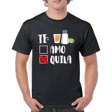 Imagem de Camiseta divertida TE Amo Tequila Cinco De Mayo & Drinko Mexican masculina, Preto, 5G