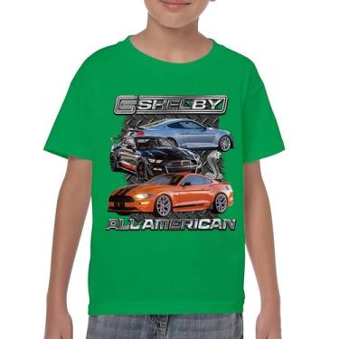 Imagem de Camiseta juvenil Shelby All American Cobra Mustang Muscle Car Racing GT 350 GT 500 Performance Powered by Ford Kids, Verde, GG