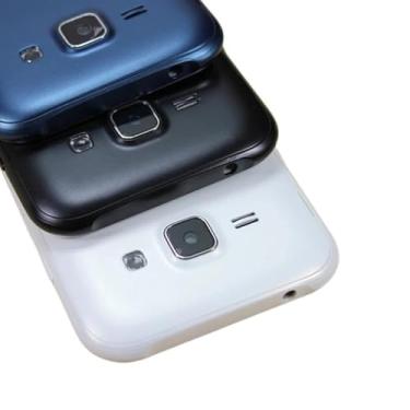 Imagem de SHOWGOOD Capa para celular Samsung Galaxy J1 2015 J100 J100F J100H J100FN Capa de chassi para celular moldura do meio com capa traseira (branca)